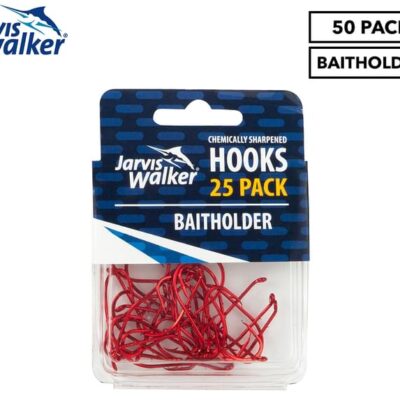 Jarvis Walker Chemically Sharpened Baitholder Fishing Hooks 50pk – Red