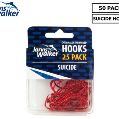 Jarvis Walker Chemically Sharpened Suicide Fishing Hooks 50pk – Red