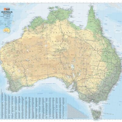 Australia Road & Terrain Mega Map – 1660×1455 – Unlaminated