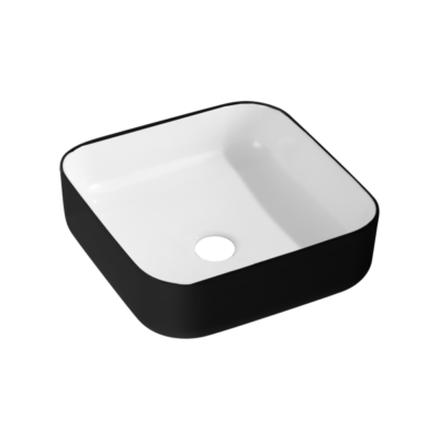 NCE 385mm Black Exterior Ceramic Rectangle Basin