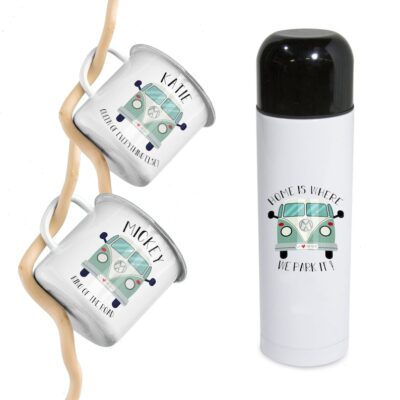 Campervan Flask and Mug Set, Campervan Gift, Flask, Motorhome Gift, Personalised