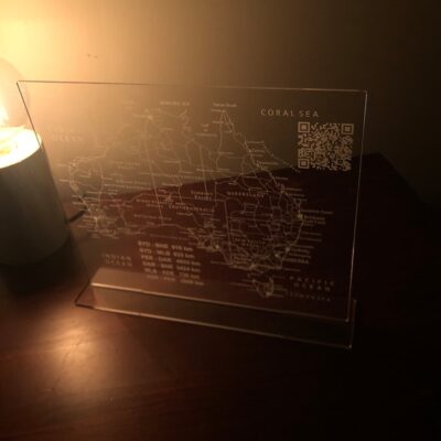 Australia Road Map on Clear Acrylic