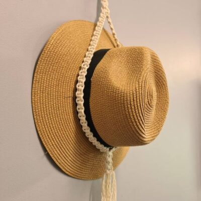 Macrame hat hanger for sun hats, fedoras etc