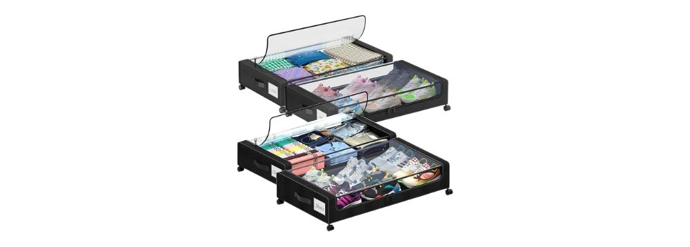 Under Bed Storage with Wheels – Transparent