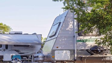 Caravan parked at Big Lap Bible outdoor location.